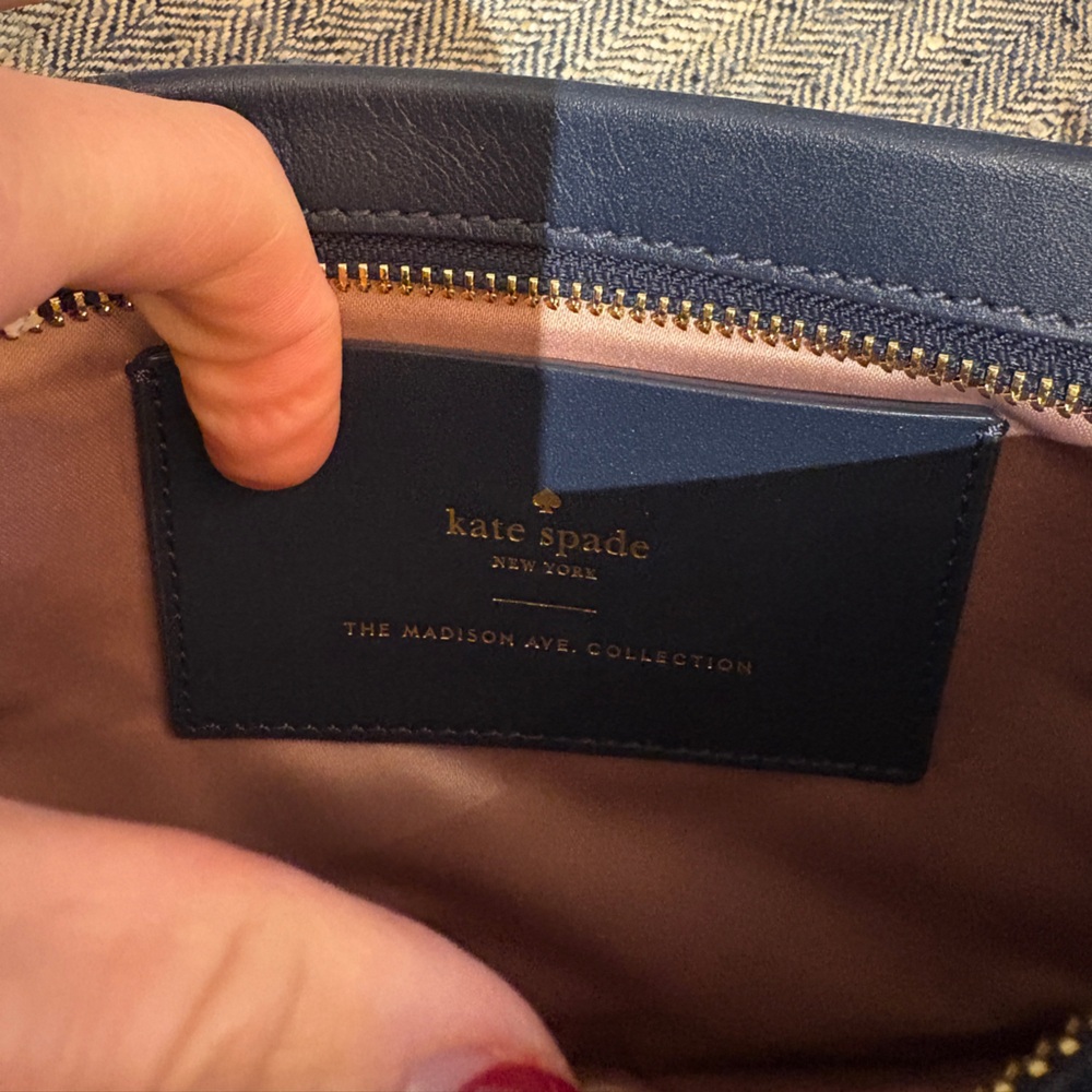 Kate Spade “Madison Avenue” collection Floral navy clutch with chain - Picture 2 of 3